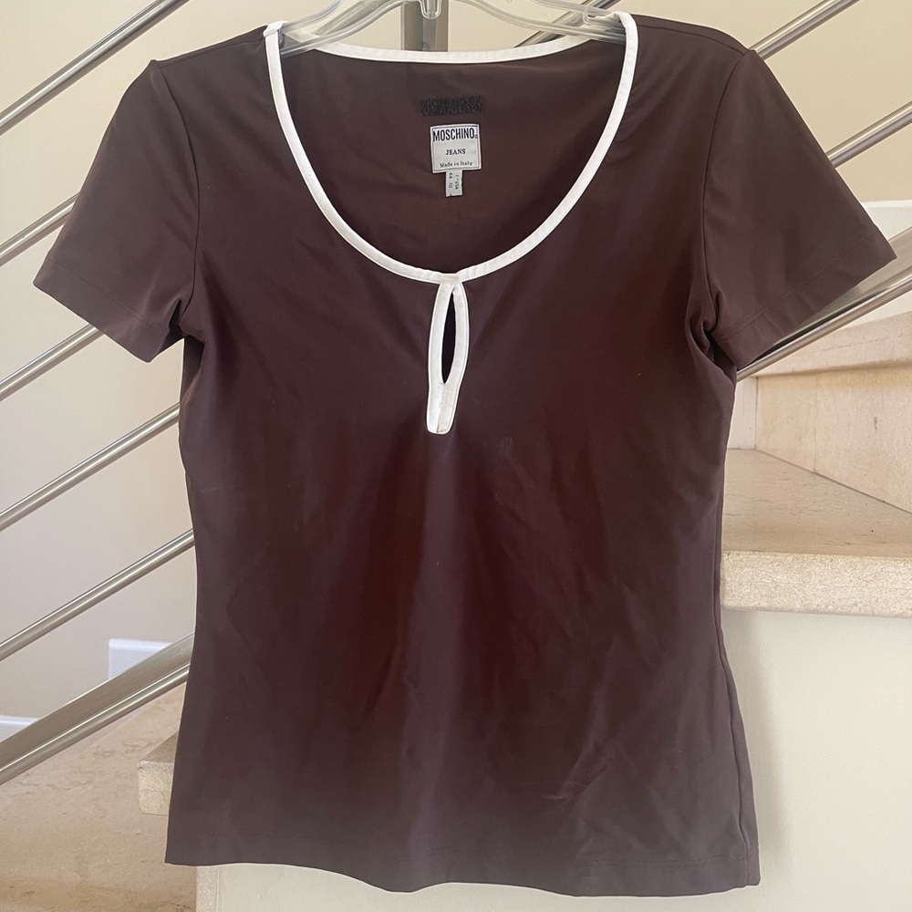 VINTAGE MOSCHINO BROWN TOP - Picture 1 of 10